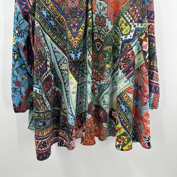 Ivy Jane Blouse Womens Large Multicolor Flowy Boxy Boho Peasant Tunic - Picture 6 of 10